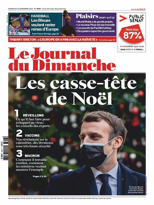 Détails du titre pour Le Journal du dimanche par Lagardere Media News - Disponible